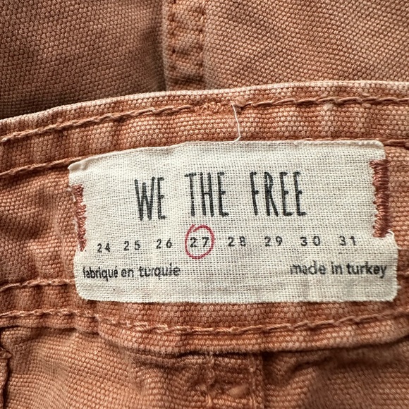 FREE PEOPLE WE THE FREE PATTI CROP COTTON PANTS IN ROSE PINK/BROWN SIZE 27 - Picture 5 of 7